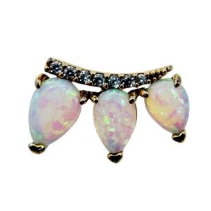 Single Gold Vermeil Sterling silver opal & cubic zirconia stud earrings - GM83